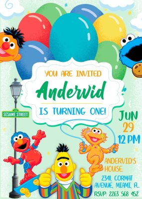 Sesame Street Birthday Invitation