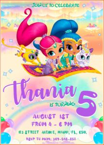 Shimmer and Shine Birthday Invitation | Stunning Invite