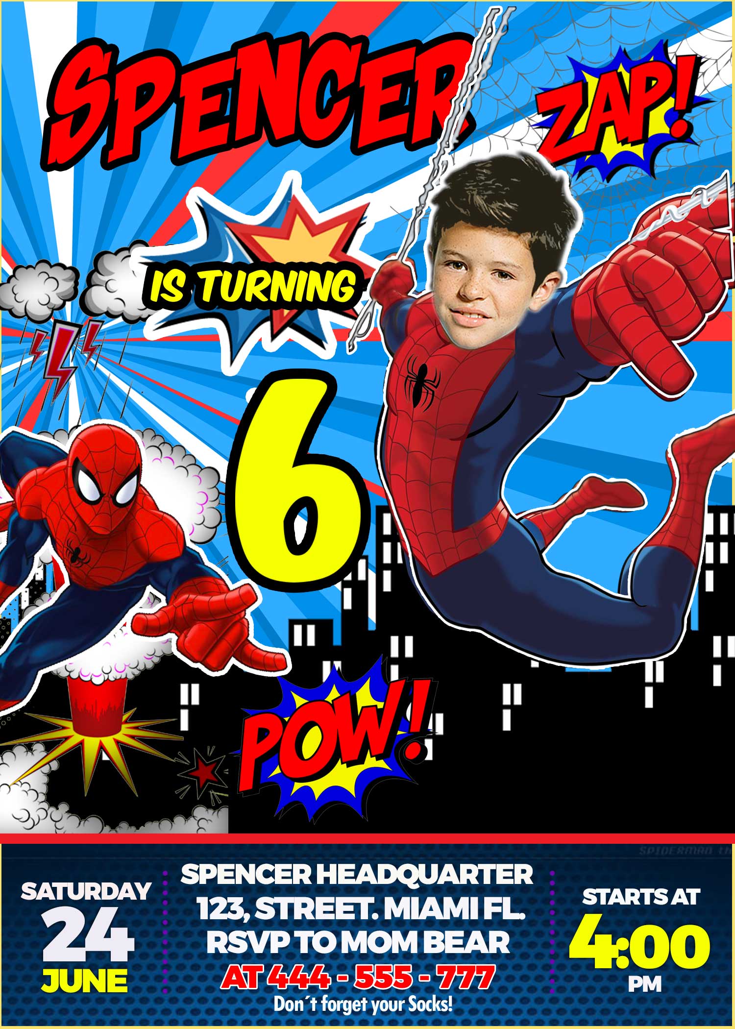 The Amazing Spider-Man Birthday Invitation | Digital Invite