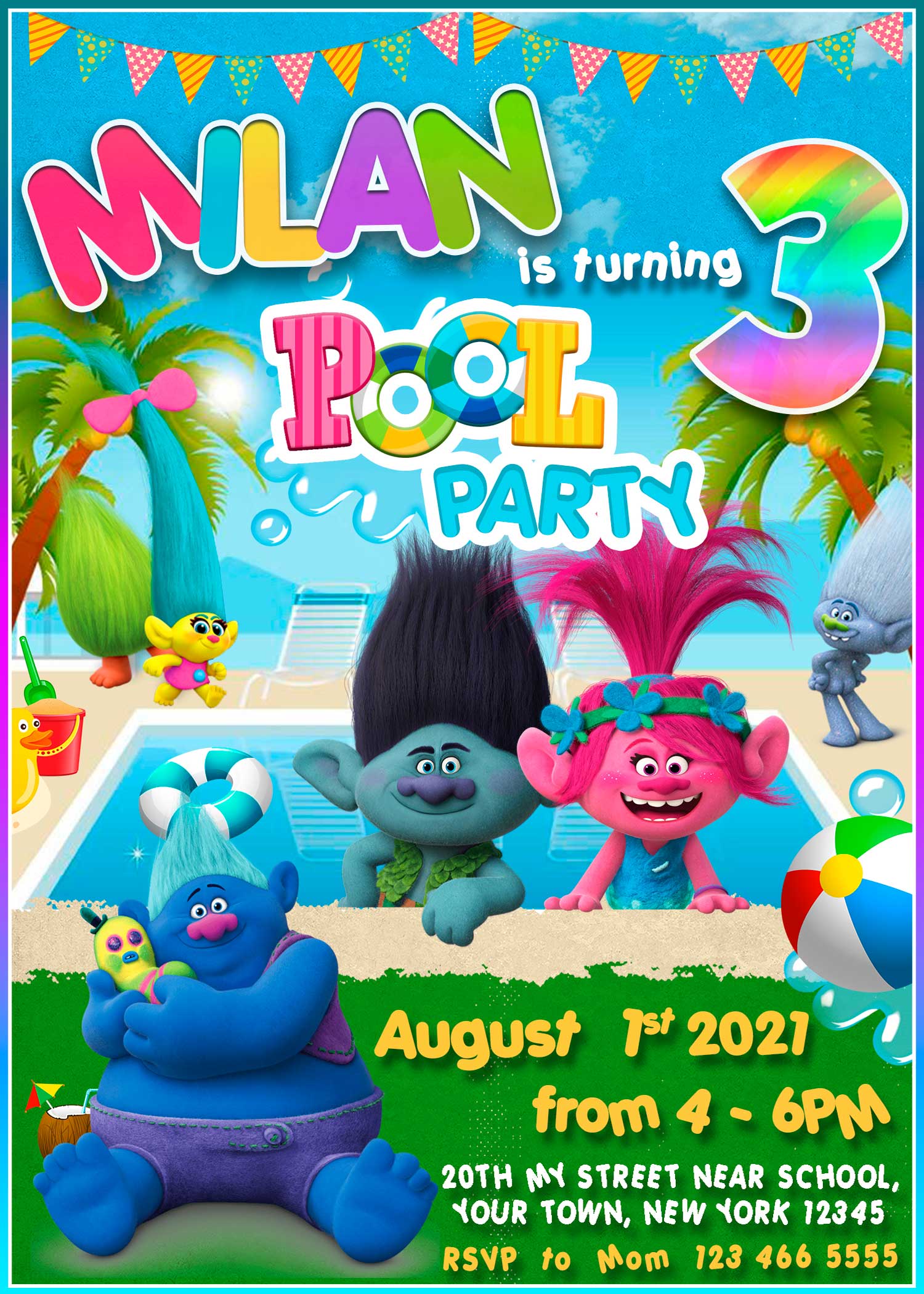 ▷ Digital Invitation Poppy Playtime Pool Party, FREE