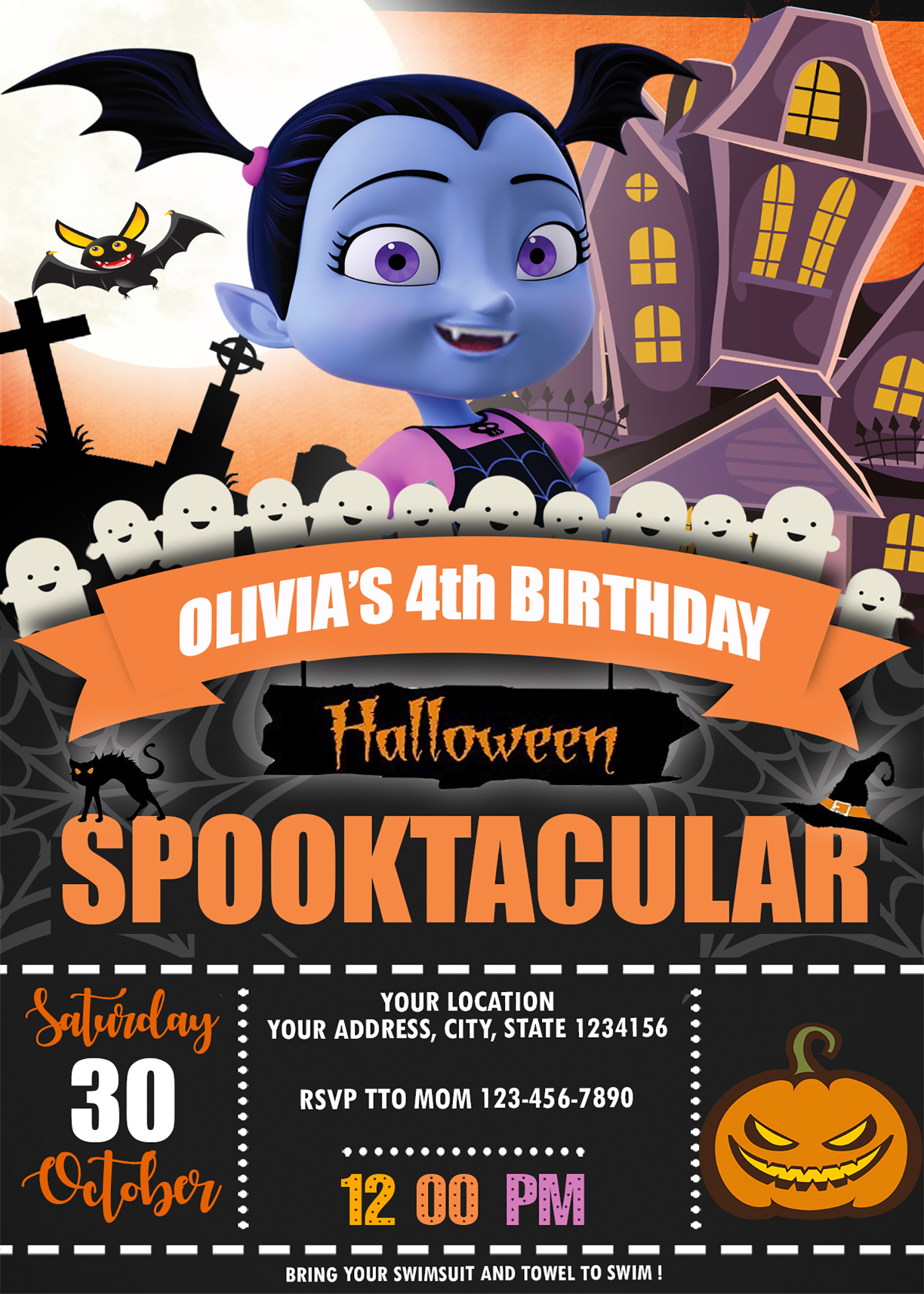 Vampirina Halloween Birthday Invitation | Lovely Invite