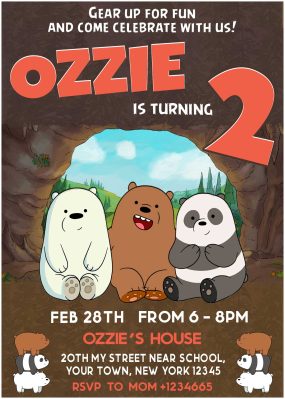 We Bare Bears Birthday Invitation