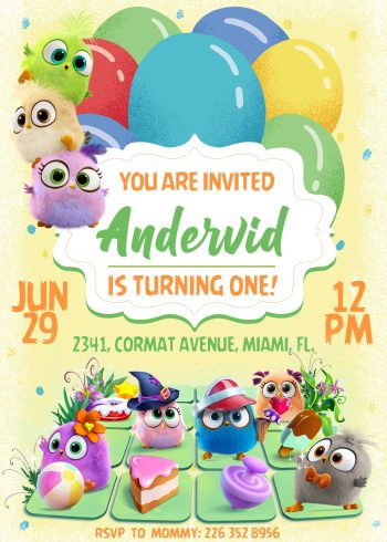 Angry Birds Hatchlings Birthday Invitation