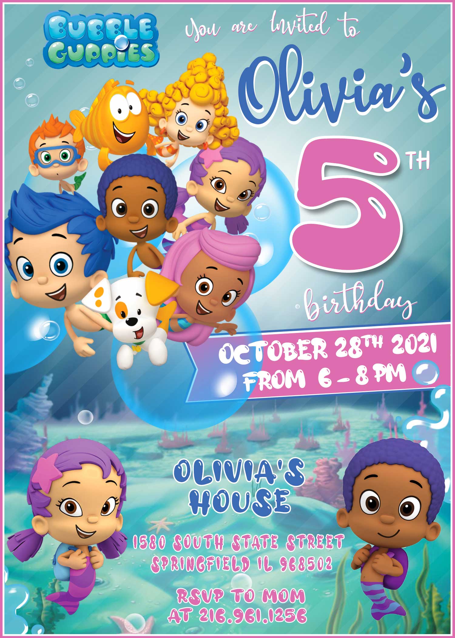 Bubble Guppies Birthday Invitation Adorable Invite