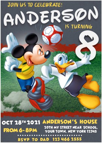 Mickey Mouse Soccer Birthday Invitation