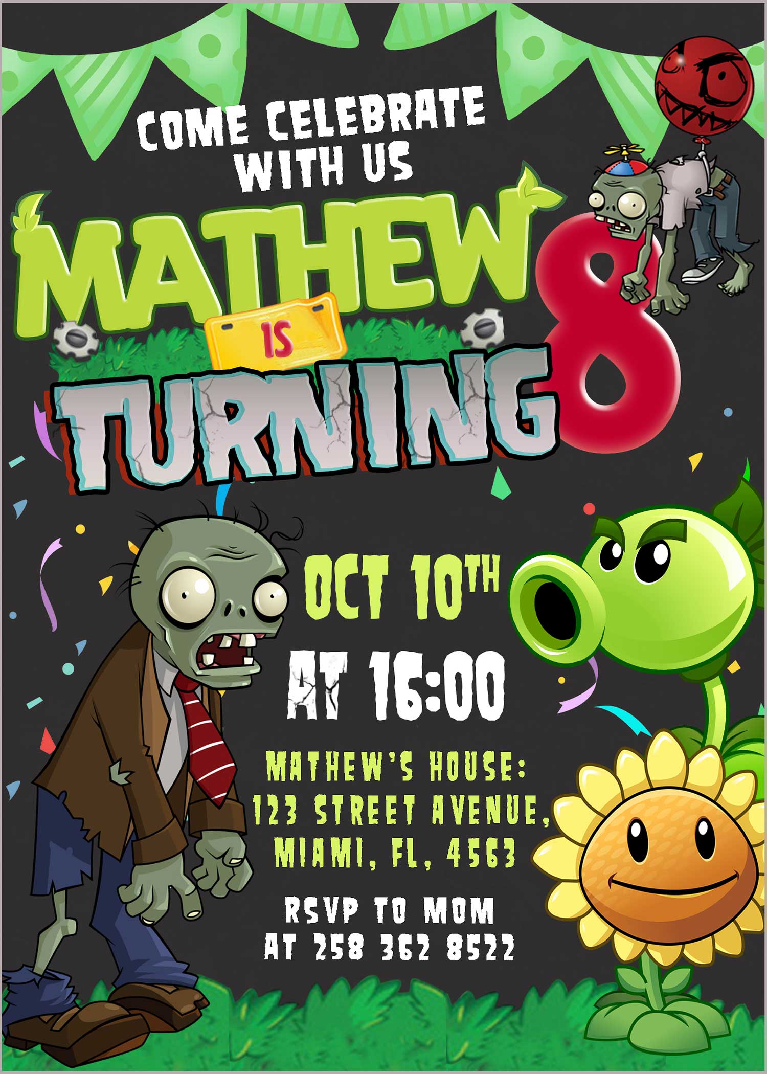 Plants Vs Zombies Party Invitation Template - Polito Weddings