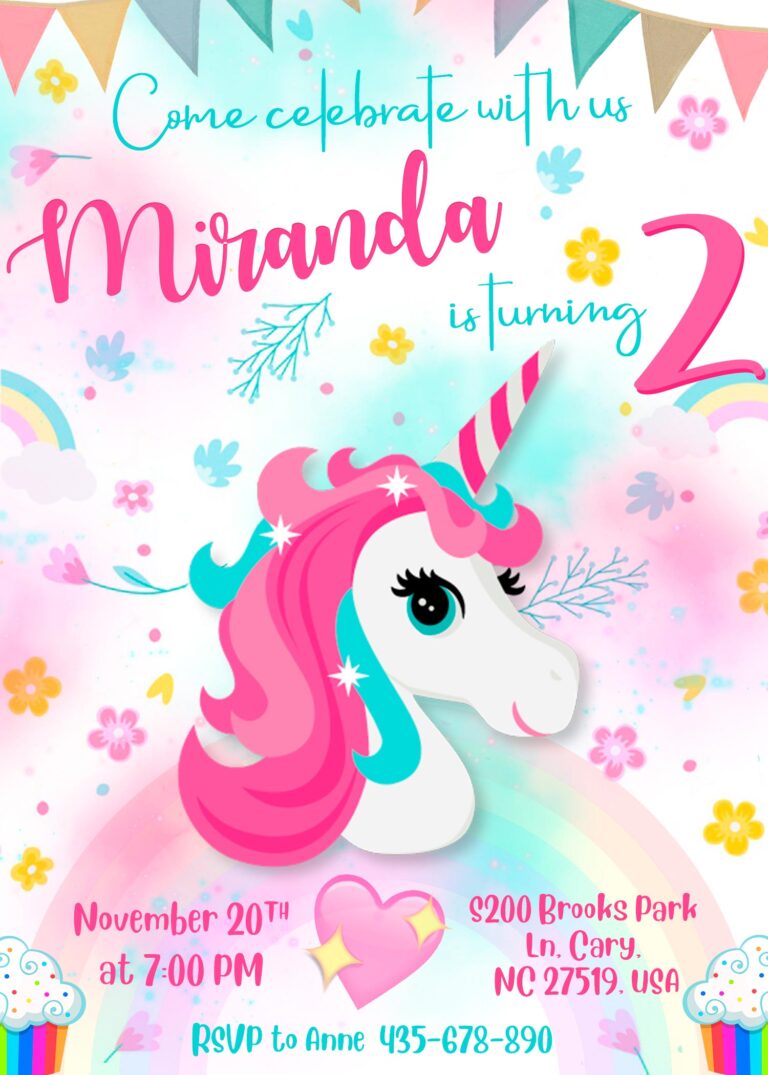 Unicorn Birthday Invitation Fantastic Invite