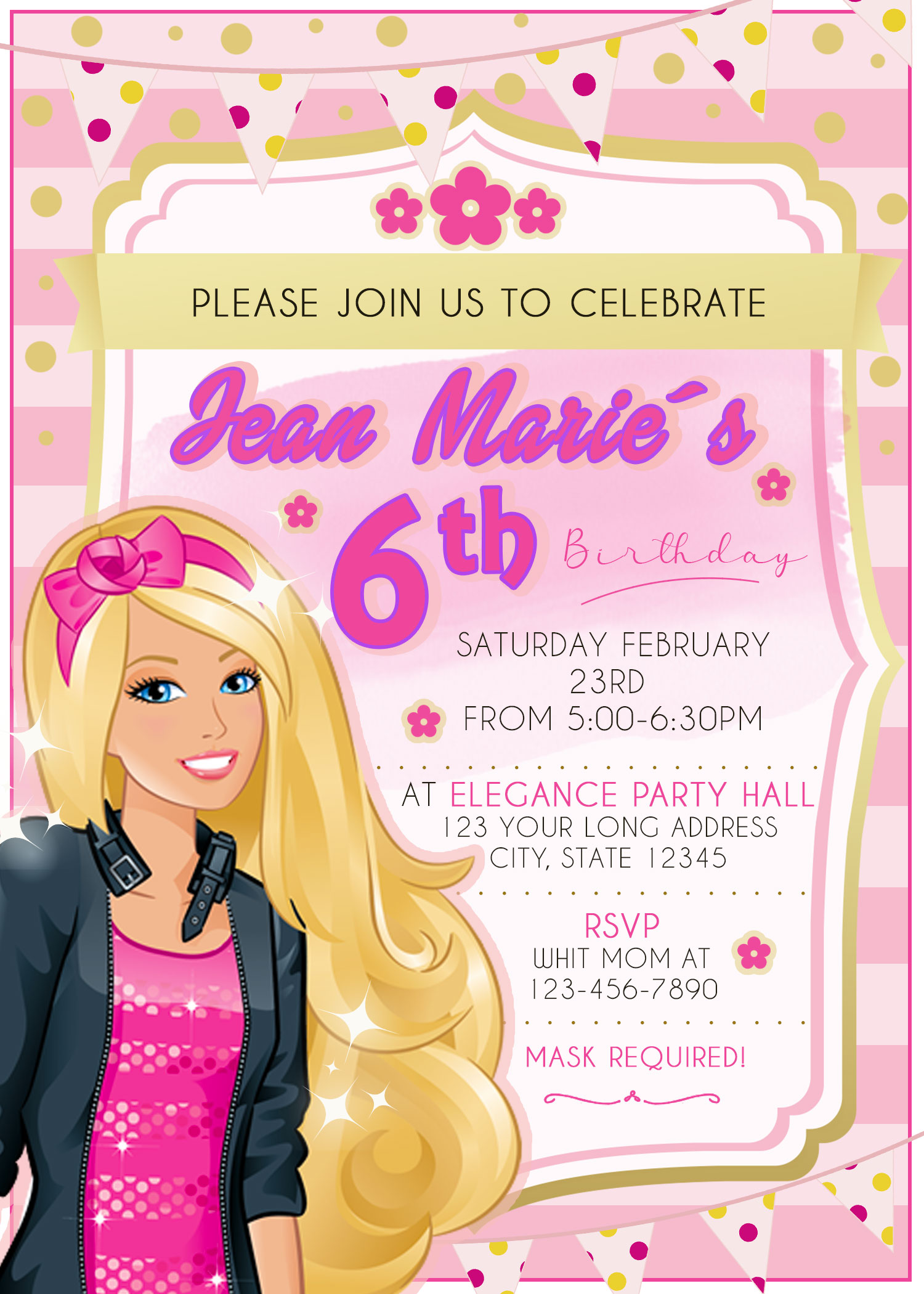 Barbie Themed Birthday Party Invitation Ubicaciondepersonas cdmx gob mx