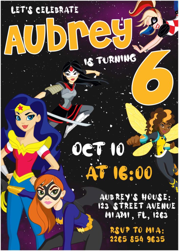 DC Super Hero Girls Birthday Invitation | Fantastic Invite
