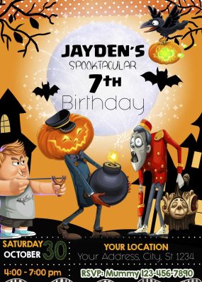 Halloween Pumpkin Head Birthday Invitation