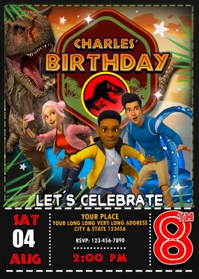 Jurassic World Camp Cretaceous Birthday Invitation