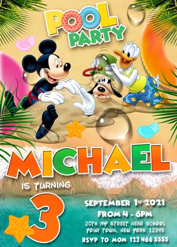 Mickey Mouse Pool Party Invite