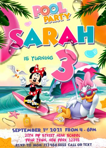 Minnie Mouse Pool Party Invitation