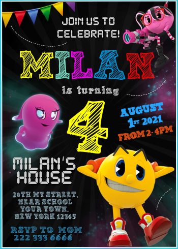 Pac-Man and the Ghostly Adventures Birthday Invitation