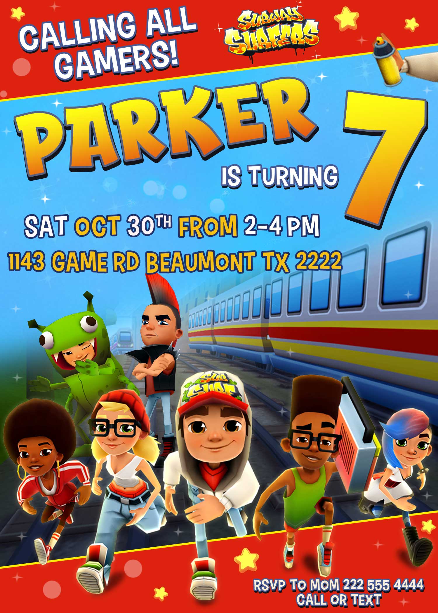 Subway Surfers Birthday Invitation, Incredible Invite