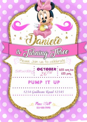 Baby Minnie Mouse Birthday Invitation