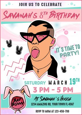 Bad Bunny Birthday Invite