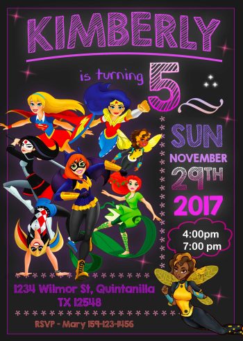 DC Super Hero Girls Birthday Invite