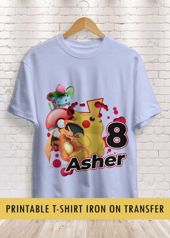 Pikachu Pokémon Birthday Shirt Iron On Transfer
