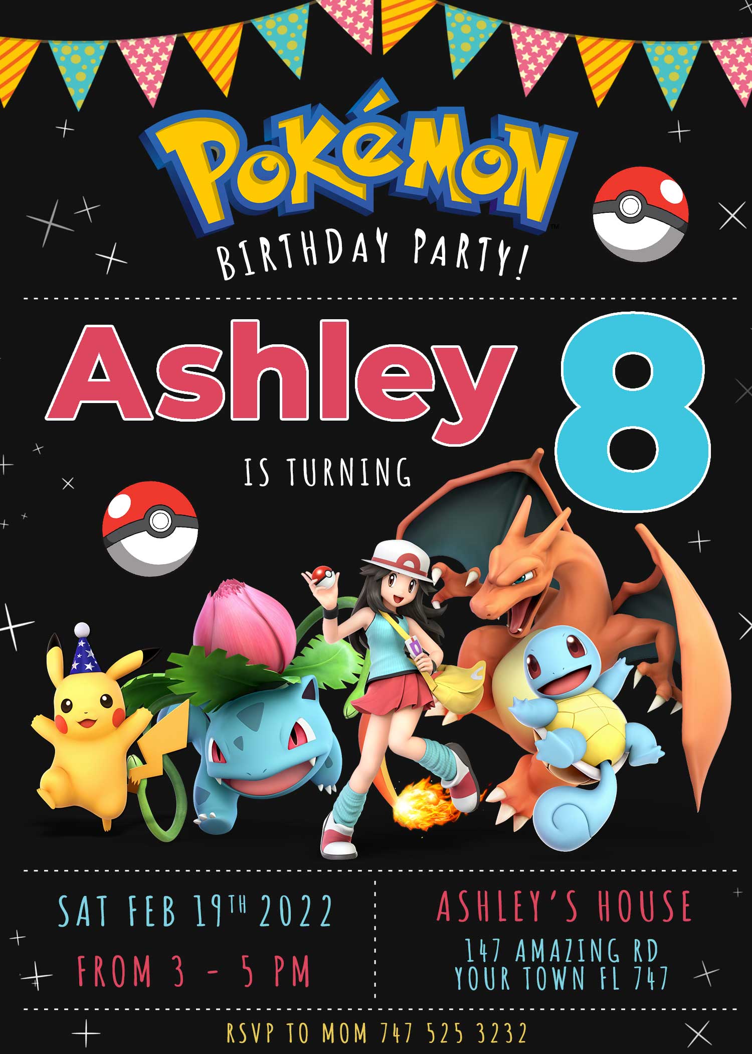 Pokemon Birthday Invites Printable Pokemon Invite Pikachu Invitation 