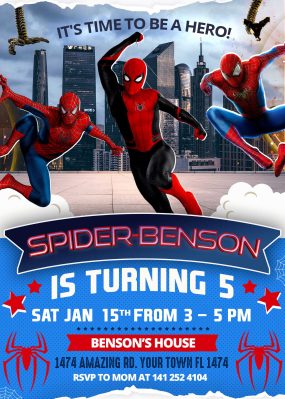 Spider-Man No Way Home Birthday Invite