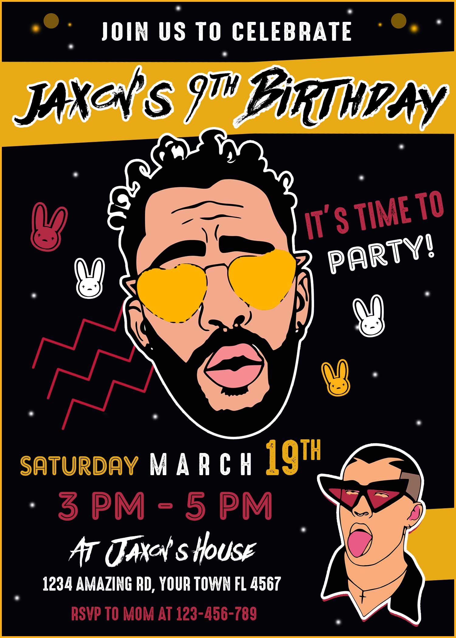 Bad Bunny Birthday Invitation Fantastic Invite