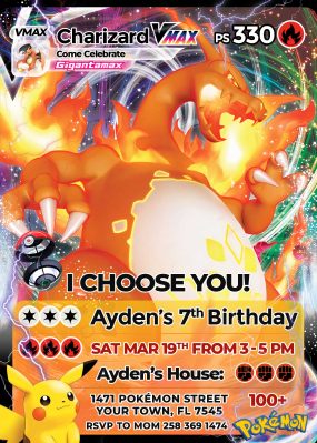 Pokemon Charizard Birthday Invite