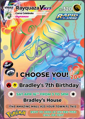 Pokemon Rayquaza Birthday Invitation