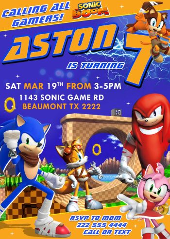 Sonic Boom Birthday Invite