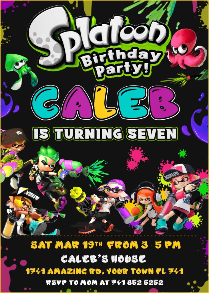 Splatoon Birthday Invitation | Incredible Invite