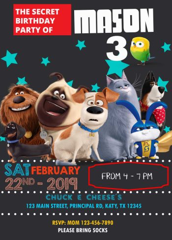 The Secret Life of Pets Birthday Invitation