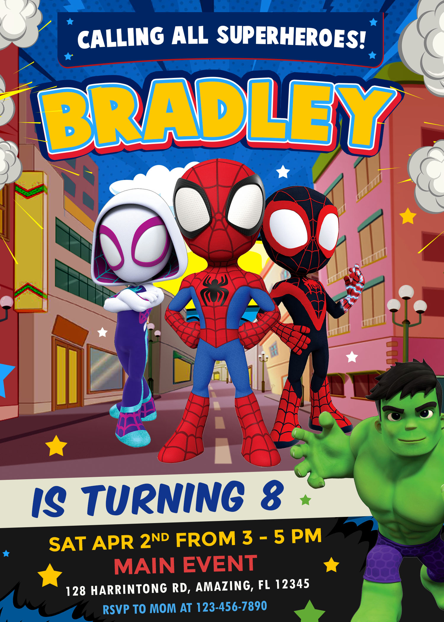 Spidey and His Amazing Friends Birthday Invite for boy