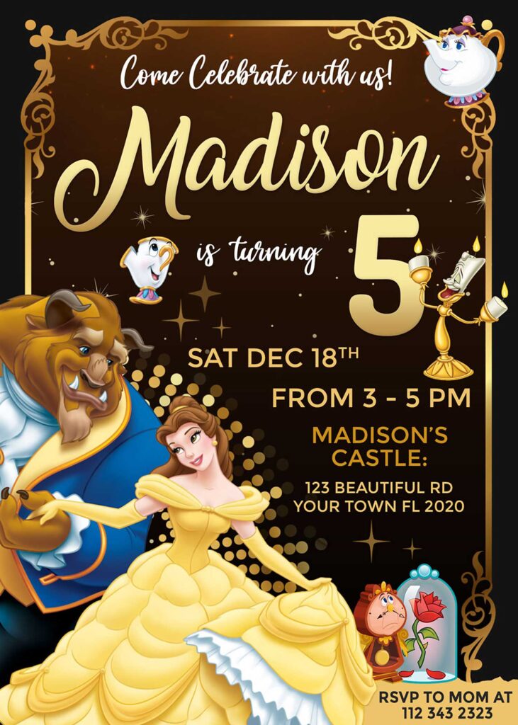 Beauty and the Beast Birthday Invitation | Lovely Invite beauty-and-the-beast-birthday-invitation-lovely-invite