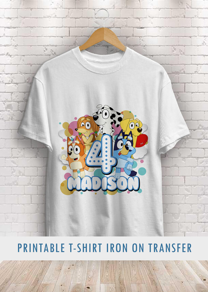 Bluey Birthday Shirt Iron On Transfer Personalized