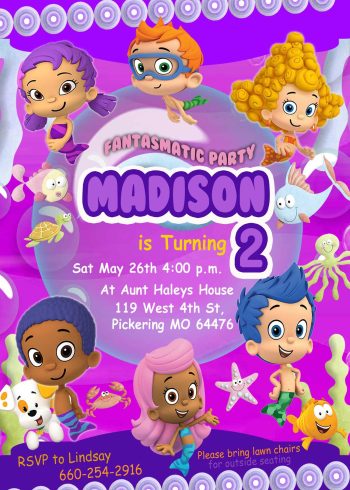 Bubble Guppies Pool Party Invitation for Girls