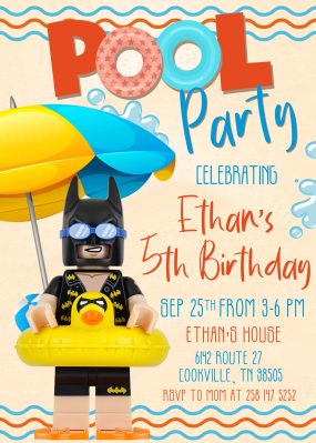Lego Batman Pool Party Invitation