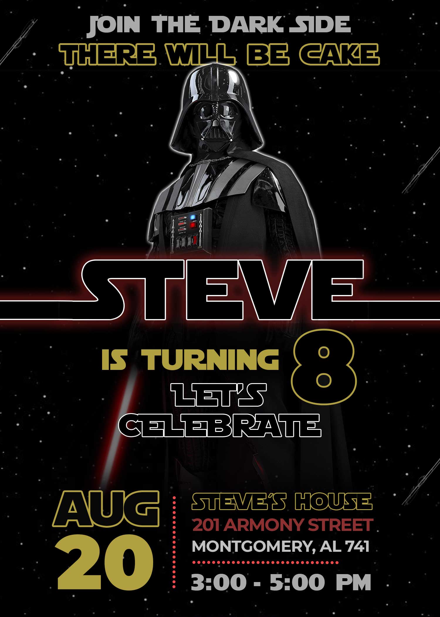 Dislocatie boog Aan het water Star Wars Darth Vader Birthday Invitation | Amazing Invite