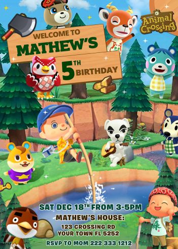 Animal Crossing Birthday Invitation