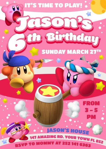 Kirby Birthday Invitation