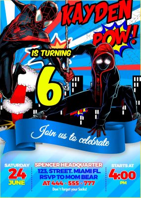 Spider-Man Miles Morales Birthday Invitation