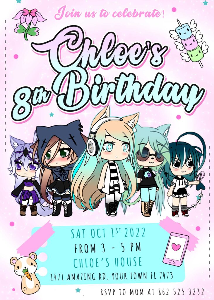 Gacha Life Birthday Personalized Invitation -  Israel