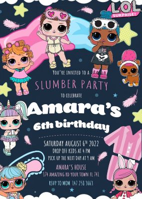 LOL Surprise Dolls Slumber Party Invitation