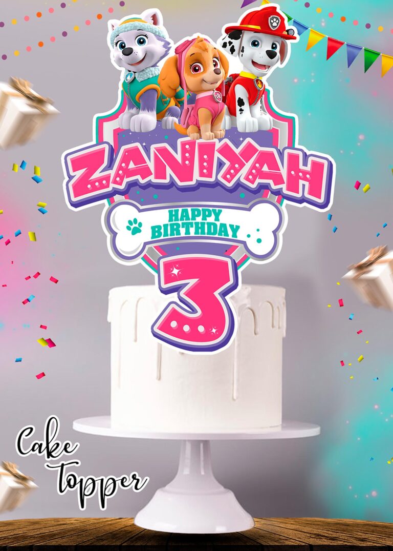 Paw Patrol Cake Topper for Girl | Digital and printable