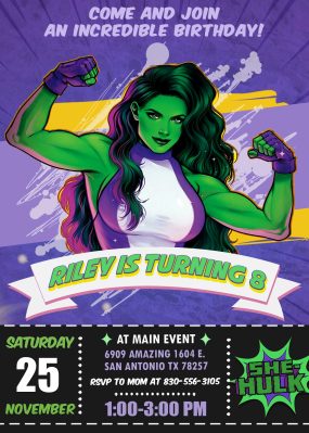 She-Hulk Birthday Invitation