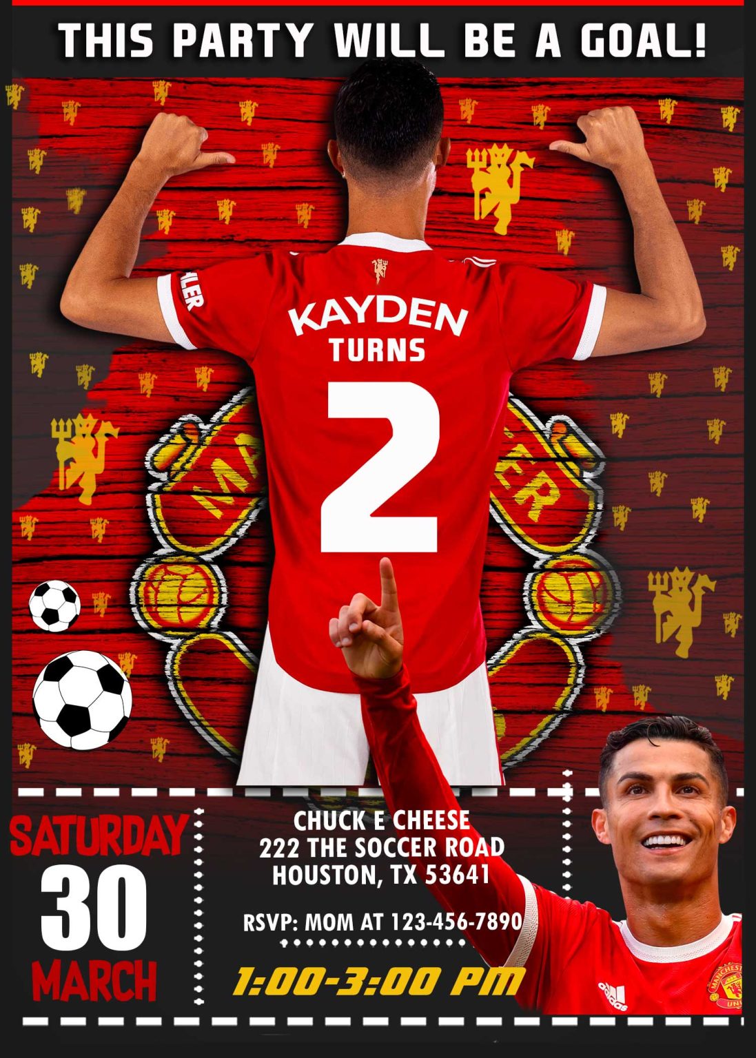 CRISTIANO RONALDO Birthday Invitation FREE Backside 24H Ready cristiano-ronaldo-birthday-invitation-free-backside-24h-ready