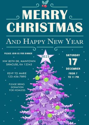Merry Christmas and Happy New Year Invitation