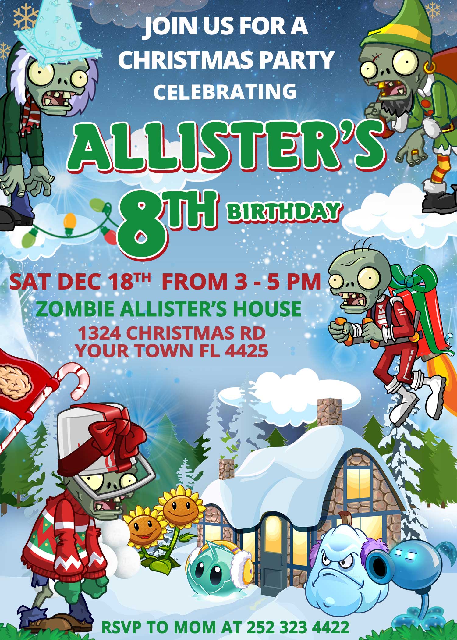DISNEY ZOMBIES INVITATION Disney Zombies Birthday Party Invite 