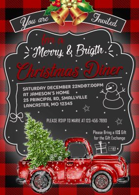 Red Truck Christmas Party Invitation