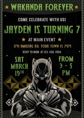 Black Panther Wakanda Forever Birthday Invite