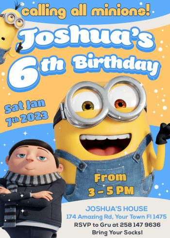 Minions 2 Birthday Invite